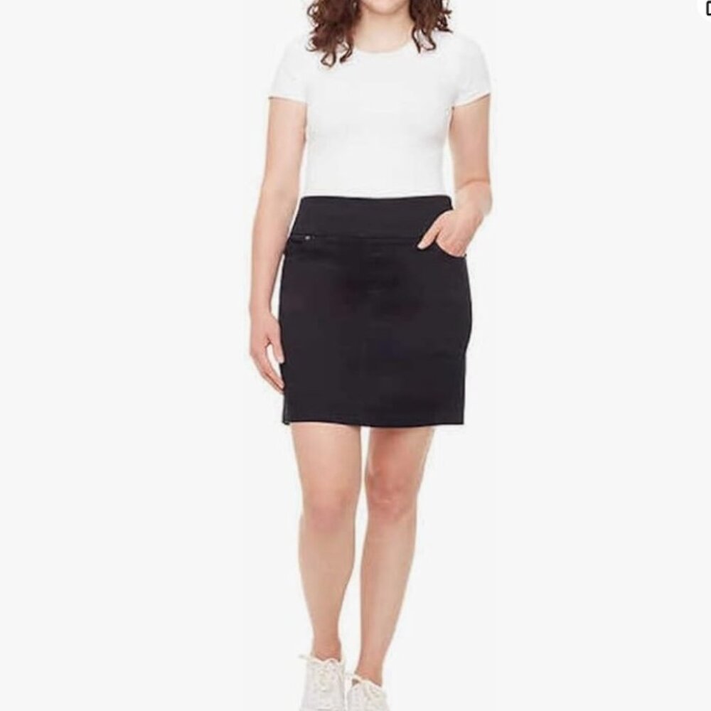 S.C. & CO. Tummy Control Pull-On Skort Stretch Under Shorts Denim-Black